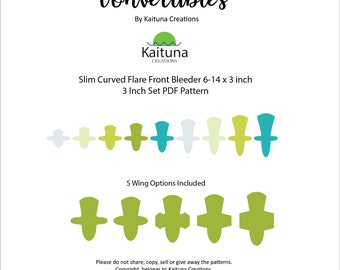 Slim Curved Flare Front Bleeder, 6-14 x 3 inches, Convertibles, PDF Pad Pattern Set, Kaituna Creations