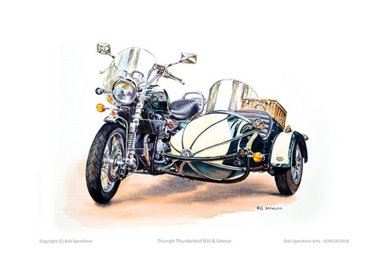 Triumph Thunderbird 900 Sidecar A3a4 Print Etsy