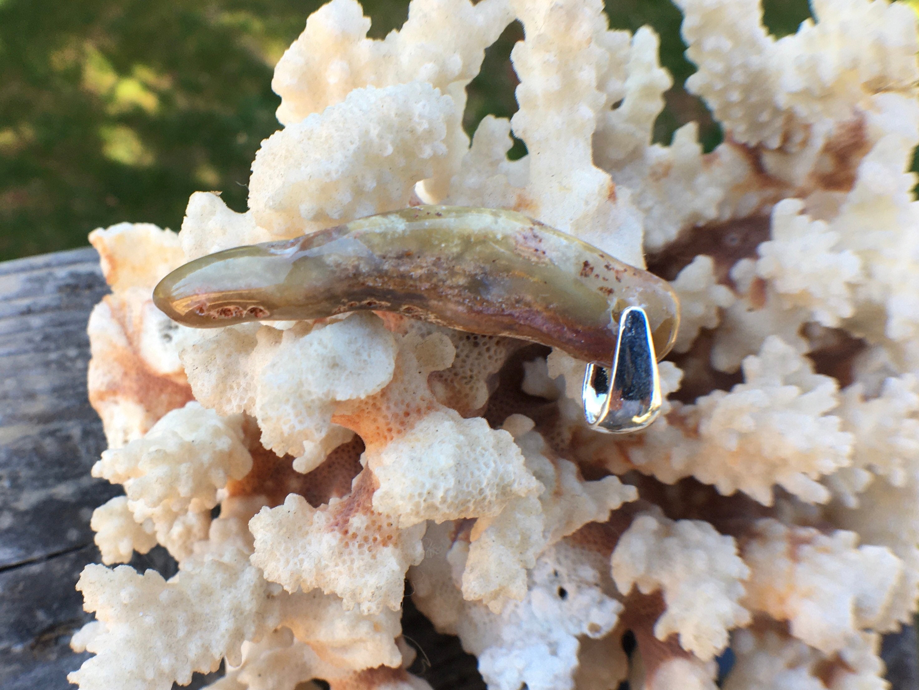 Pink and white moss agate pendant with sterling silver bale | Etsy