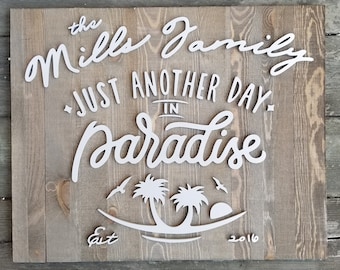 Personalisiertes Strandhaus Holzschild: Laser Cut Palmen Dekor