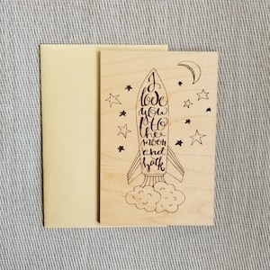 Je t'aime jusqu'à la lune et retour--Anniversaire de cinq ans--Carte de Saint-Valentin--Carte en bois--Découpée au laser--Cadeau unique--gravure au laser