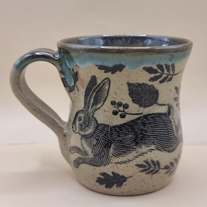 Handmade Run Rabbit mug ceramic