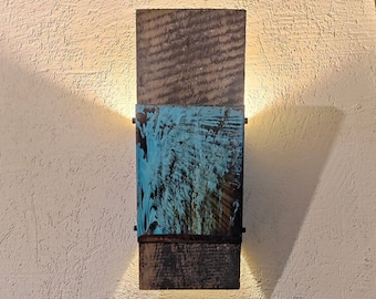 Sconce light Wall lighting Industrial light Modern Copper lamp Minimalist Patina Reclaimed wood