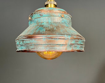 Industrial lighting , Copper lamp ,Patina Light fixture ,Rustic chandelier , Farmhouse lighting ,Pendant light