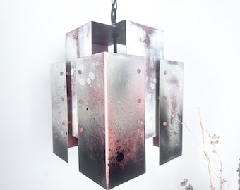 Lustre rustique : suspension industrielle en cuivre patiné