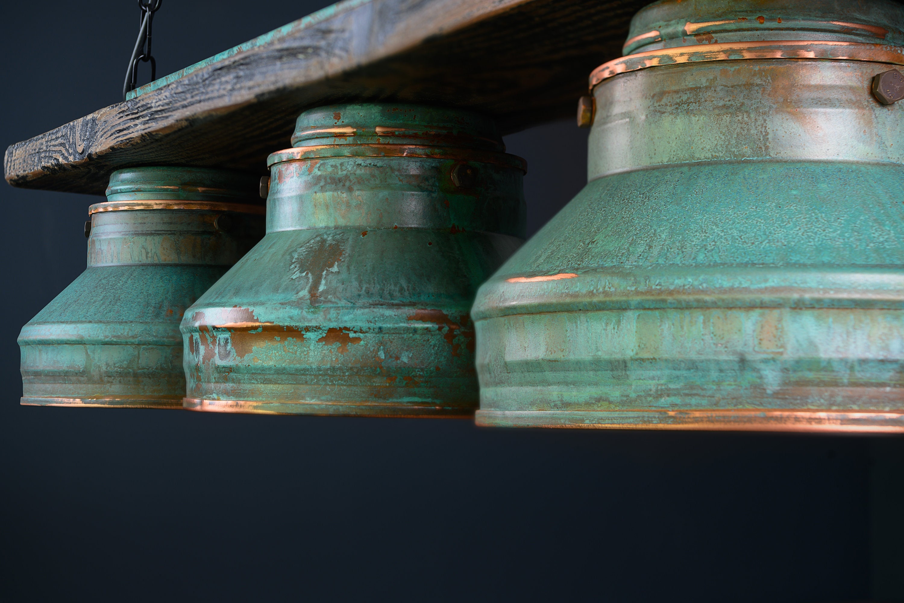 Industrial lighting , Copper lamp ,Patina Light fixture ,Rustic chandelier , Farmhouse lighting ,Pendant light, three bulbs