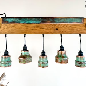 Industrial lighting  ,Patina Light fixture ,Rustic chandelier , Farmhouse lighting ,Pendant light,