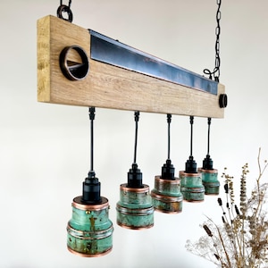 Industrial lighting  ,Patina Light fixture ,Rustic chandelier , Farmhouse lighting ,Pendant light,