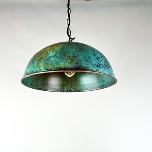 Industrial lighting , Copper lamp ,Patina Light fixture ,Rustic chandelier , Farmhouse lighting ,Pendant light, three bulbs