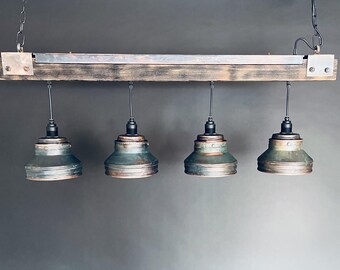 Industrielle Beleuchtung, Kupferlampe, Patina-Leuchte, rustikaler Kronleuchter