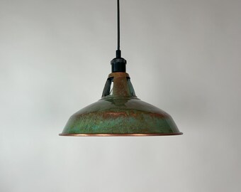 Industriële verlichting, koperen lamp, patina lichtarmatuur, rustieke kroonluchter, boerderijverlichting, hanglamp