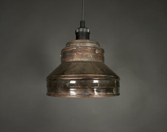 Industriële verlichting, koperen lamp, patina lichtarmatuur, rustieke kroonluchter, boerderijverlichting, hanglamp