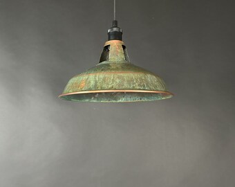 Industriële verlichting, koperen lamp, patina lichtarmatuur, rustieke kroonluchter, boerderijverlichting, hanglamp