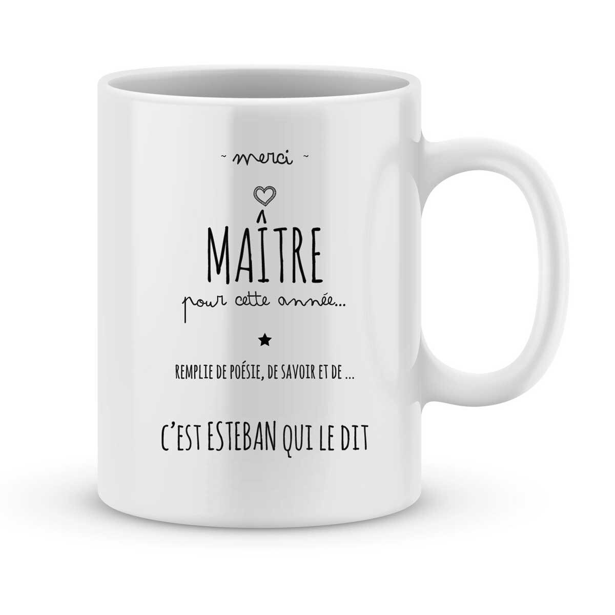 Mug Maître à Personnaliser avec Le Prénom de Votre Enfant - Cadeau Pour Personnalisé Cadeau Fin d'an