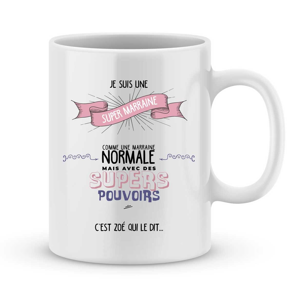 Mug Marraine Personnaliser avec Votre Prénom - Cadeau Personnalisé Pour Marraine Cadeau Naissance Ba