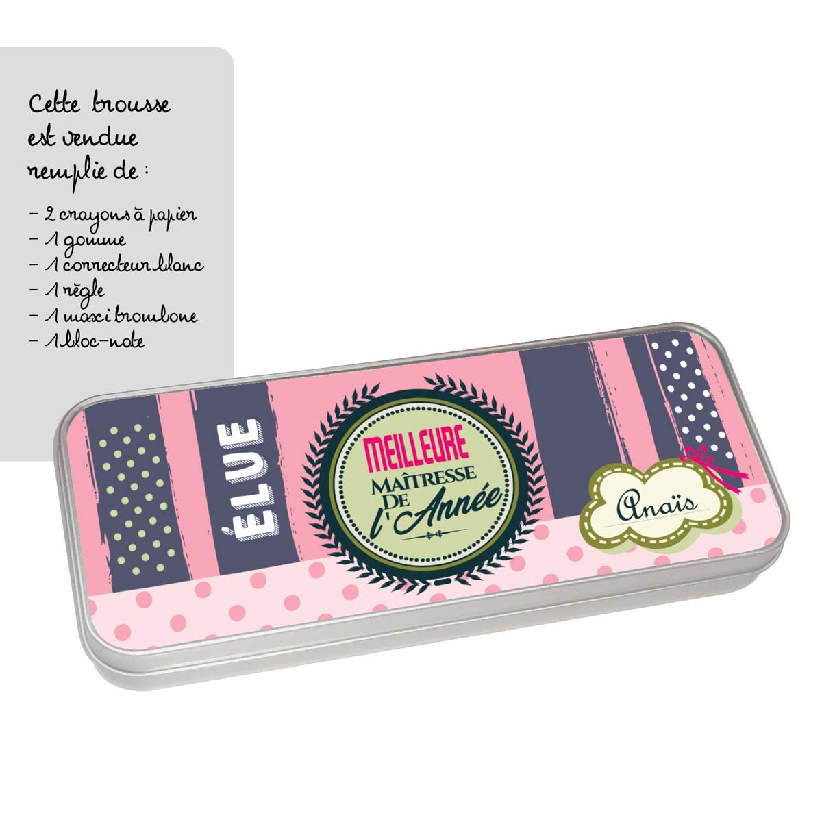 Cadeau Maîtresse - Trousse à Personnaliser avec Prénom Idée Cadeau Maîtresse