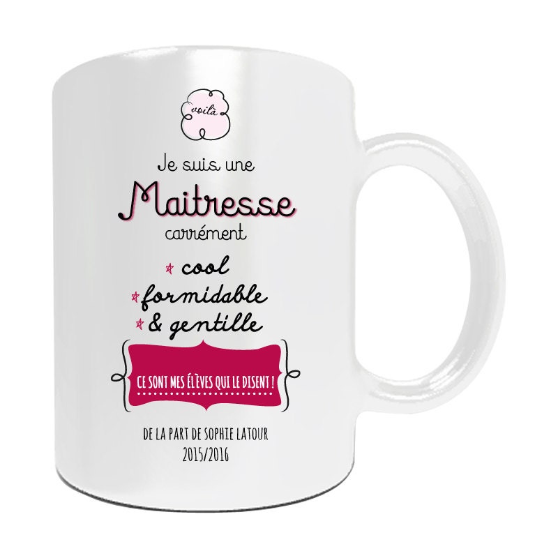 Mug Maîtresse à Personnaliser avec Le Prénom de Votre Enfant - Cadeau Pour Personnalisé Cadeau Fin d