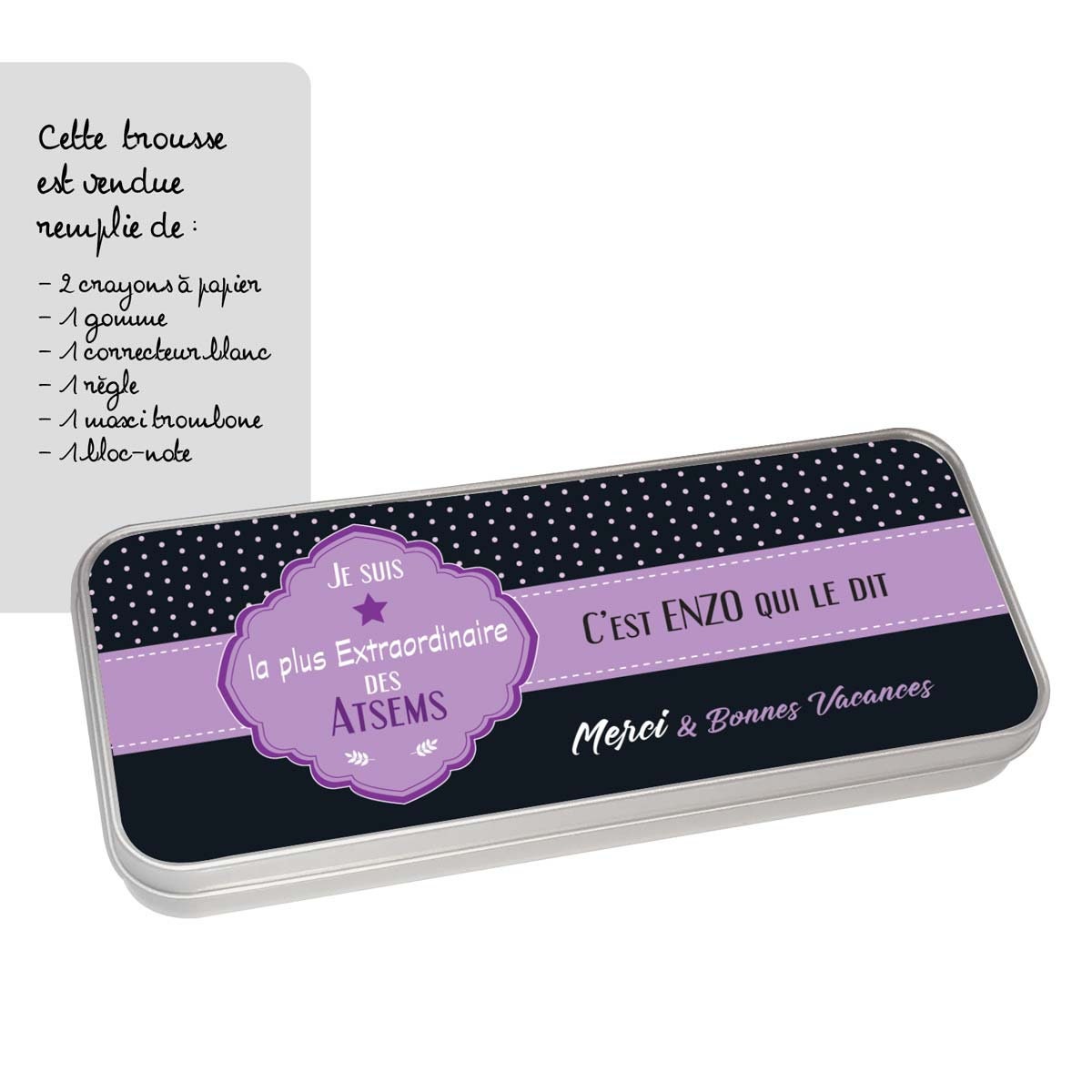 Cadeau Atsem - Trousse à Personnaliser avec Prénom Idée Cadeau Atsem