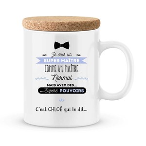Mug maître à personnaliser avec le prénom de votre enfant - Cadeau personnalisé maître - cadeau maître pour la fin d'année scolaire