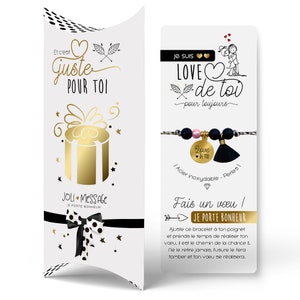 Cadeau prêt à offrir amour | Bracelet gravé porte bonheur et carte | Cadeau SAINT-VALENTIN | Boite cadeau OFFERTE