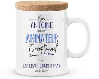 Mug animator to customize with your child's first name - Gift for extracurricular animator