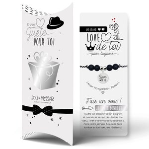 Cadeau prêt à offrir AMOUR | BRACELET gravé porte bonheur et carte | Cadeau amour | Noël, fête, anniversaire. Boite cadeau OFFERTE