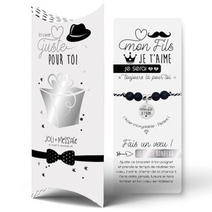 Cadeau prêt à offrir à son FILS adoré | BRACELET gravé porte bonheur et carte | Noël, Fête, Anniversaire - Boite cadeau OFFERTE Prix mini