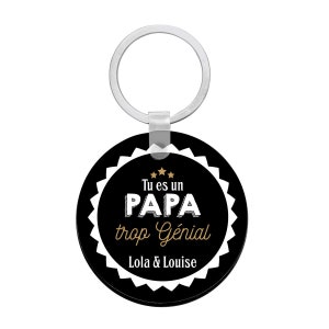 Porte clés à personnaliser avec prénom PAPA trop génial -  cadeau personnalisé pour papa - porte clé papa fête des pères