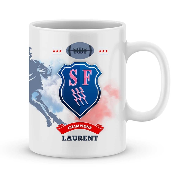 Mug STADE FRANÇAIS Rugby Top 14 à personnaliser avec votre prénom - Cadeau personnalisé rugby - Cadeau anniversaire - Cadeau fête des pères