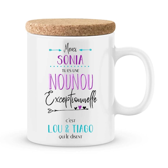 Cadeau nounou. Mug à personnaliser avec prénom merci nounou Cadeau