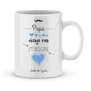 Cadeau fête des pères - Mug à personnaliser "PAPA je t'adore" avec votre prénom - idée cadeau fête des pères