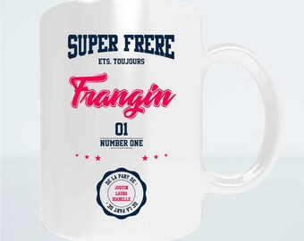 Cadeau de Noël frère - Mug à personnaliser "Super frère-prénom" - Idée cadeau de Noël frère - Cadeau anniversaire frère