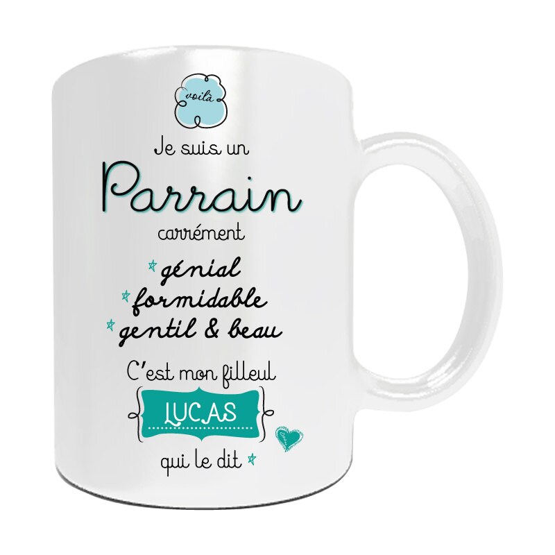 Cadeau Parrain - Mug à Personnaliser avec Votre Prénom Cadeau Personnalisé Pour Cadeau Naissance Bap