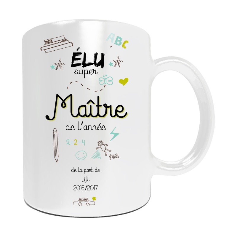 Mug Maître à Personnaliser avec Le Prénom de Votre Enfant - Cadeau Pour Personnalisé Cadeau Fin d'an