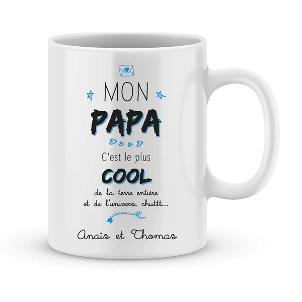 Idée cadeau fête des pères - Mug à personnaliser avec votre prénom - Cadeau fête des pères - Cadeau anniversaire - Cadeau Noël papa