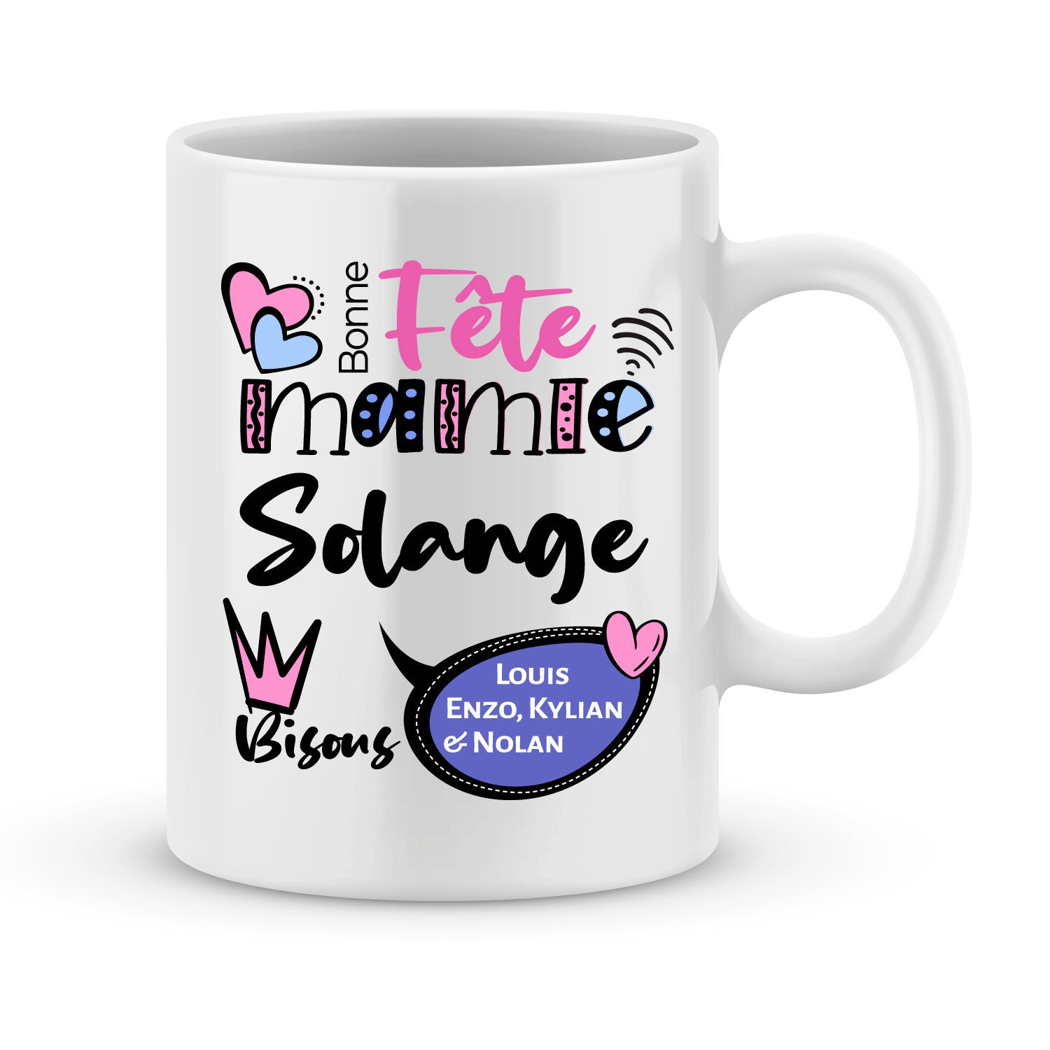 Cadeau Mamie - Mug à Personnaliser avec Prénom Pour Cadeau Fête Des Grands-Mères