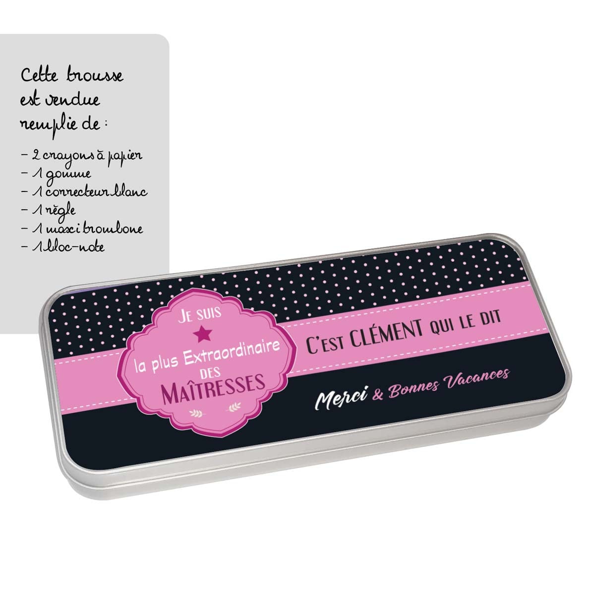 Cadeau Maîtresse - Trousse à Personnaliser avec Prénom Idée Cadeau Maîtresse