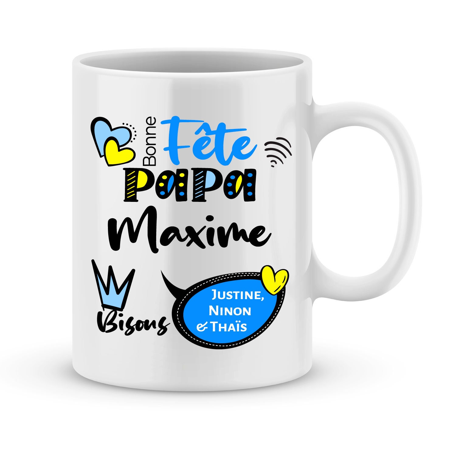 Mug Papa à Personnaliser avec Votre Prénom - Cadeau Personnalisé Fête Des Pères Mug Pour Pères