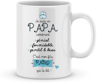 Idée cadeau fête des pères - Mug à personnaliser "PAPA génial" avec votre prénom - Cadeau fête des papas