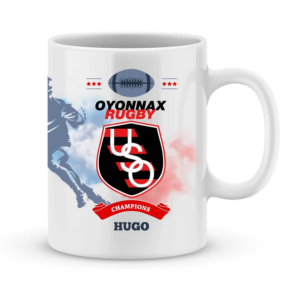 Mug Oyonnax Rugby Top 14 à Personnaliser avec Votre Prénom - Cadeau Personnalisé Rugby Anniversaire 