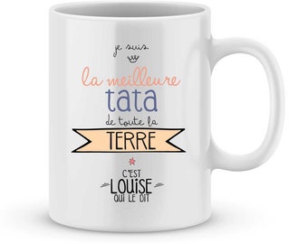 Gift for your aunt - Tata Mug to customize with your child's first name - Best tata - Gift for personalized aunt
