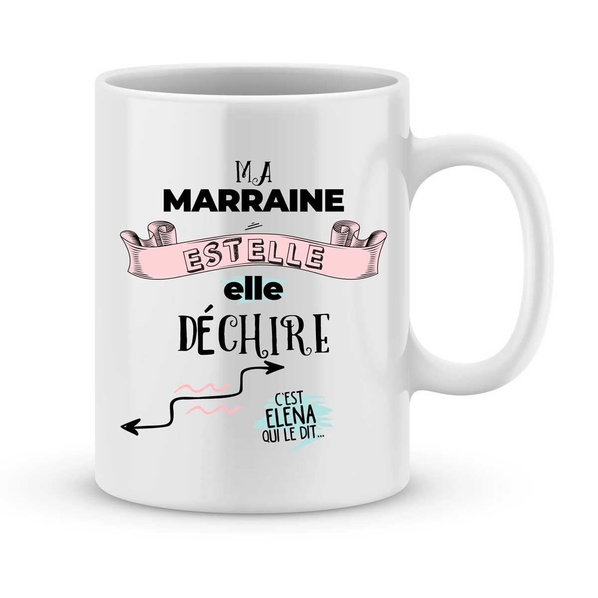 Mug Marraine Personnaliser avec Votre Prénom - Cadeau Personnalisé Pour Marraine Cadeau Naissance Ba