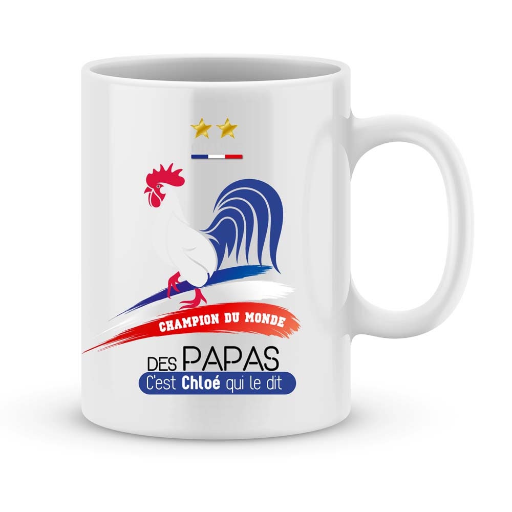 Cadeau Fête Des Pères - Mug à Personnaliser avec Votre Prénom Champion Du Monde Papas Cadeau Anniver