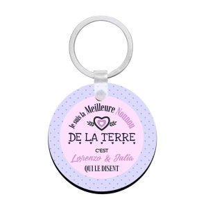 Cadeau nounou - Porte clés à personnaliser avec prénom meilleure NOUNOU  -  cadeau personnalisé pour nounou
