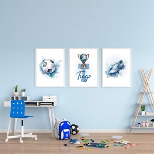 Lot 3 affiches personnalisées. Décoration Chambre enfant football. Cadeau de naissance. Idée cadeau enfant LIVRÉ SANS CADRE image 2