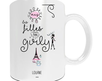 Cadeau personnalisé pour Noël - Mug à personnaliser "Filles très girly" - Idée cadeau Noêl - Anniversaire - Cadeau original Noël