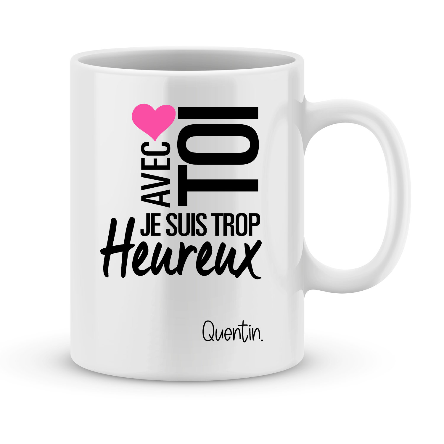 Mug Saint Valentin à Personnaliser avec Prénom - Cadeau Personnalisé Valentin