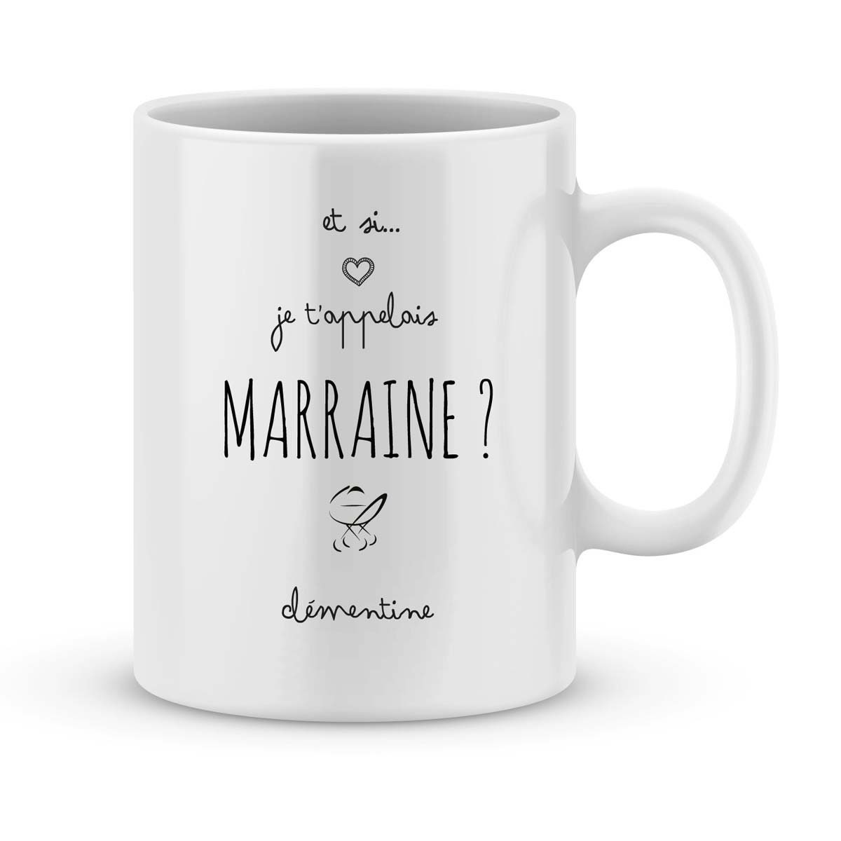 Duo Mug Marraine et Parrain à Personnaliser avec Votre Prénom - Cadeau Personnalisé Liste de Naissan