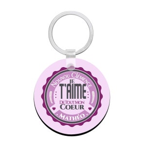 Cadeau nounou - Porte clés à personnaliser avec prénom NOUNOU je t'aime  -  cadeau personnalisé pour nounou
