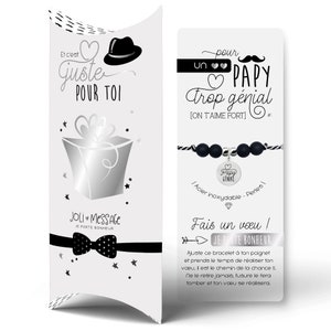 Cadeau prêt à offrir à son PAPY chéri | BRACELET gravé porte bonheur et carte | Cadeau original |Fête, anniversaire. Boite cadeau OFFERTE